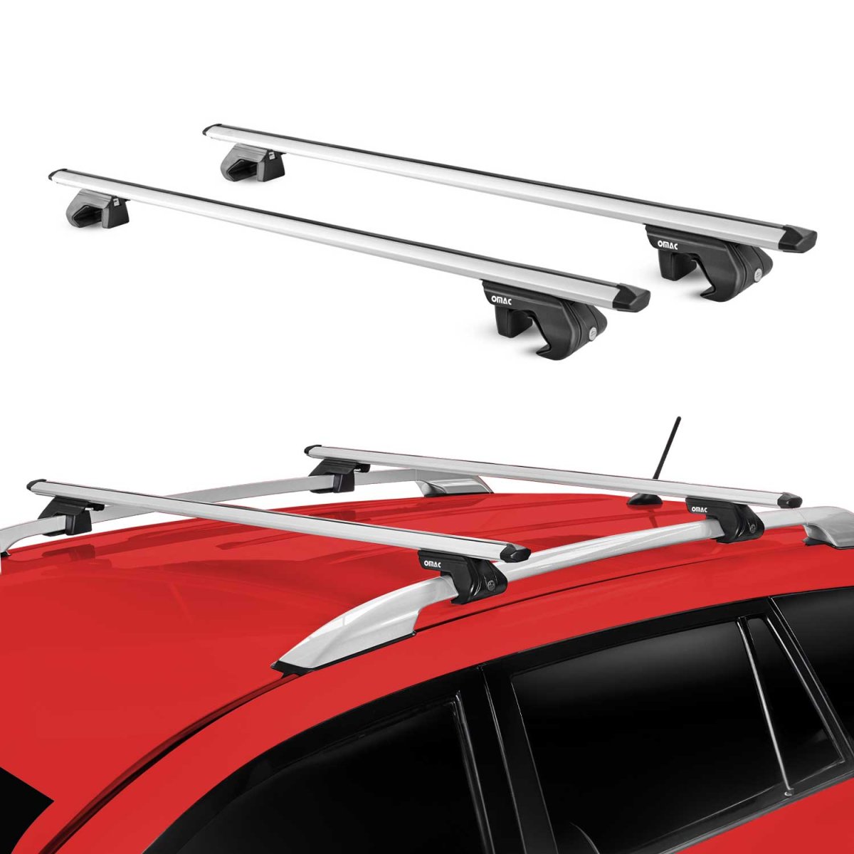 Toyota Land Cruiser Roof Rack - Omac - OMAC Basic V1 Raised - Silver - '98-'21
